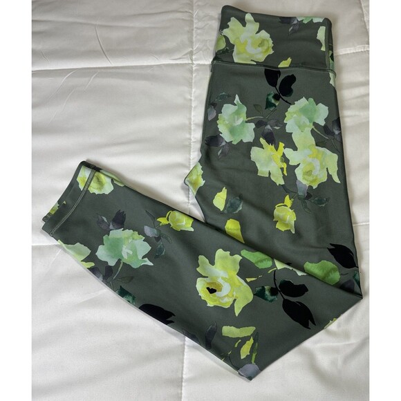 Athleta Pants Small Adult Green Elation 7/8 Tight Leggings Floral Yoga Womens S - Picture 1 of 9